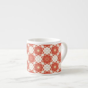 Red And Gold Floral Lace Pattern Espresso Cup