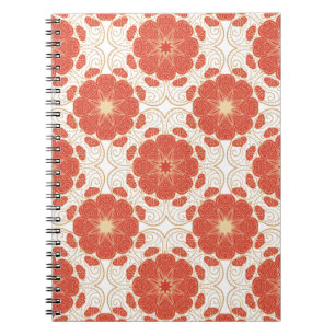 Red And Gold Floral Lace Pattern Notebook