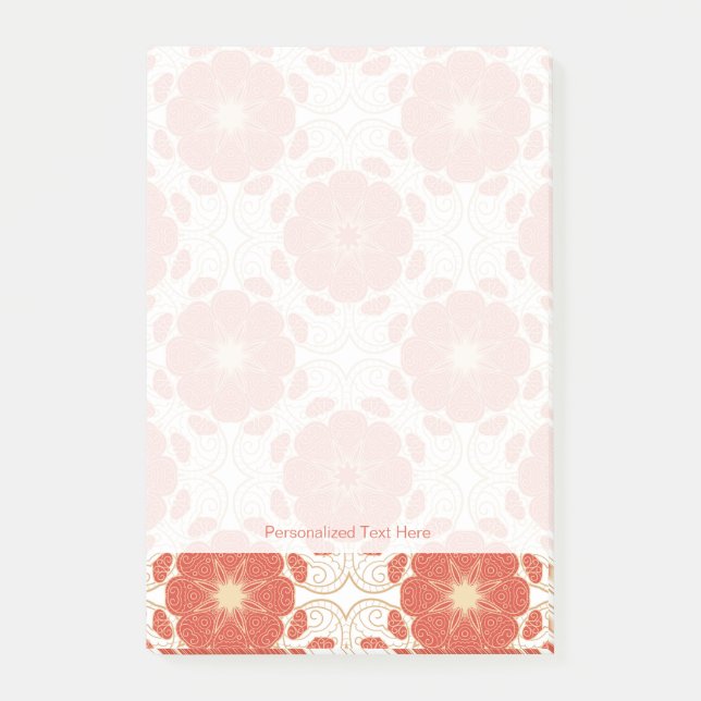 Red And Gold Floral Lace Pattern Post-it Notes (Front)