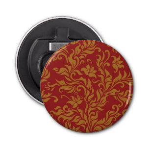 Red and Gold Floral Pattern Bottle Opener