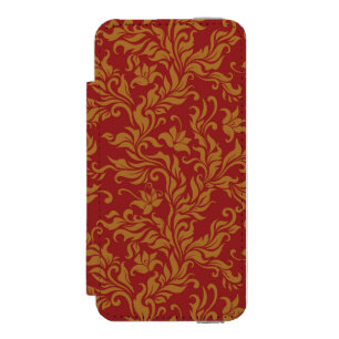 Red and Gold Floral Pattern Incipio Watson™ iPhone 5 Wallet Case