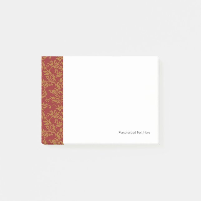 Red and Gold Floral Pattern Post-it Notes (Front)