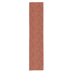 Red and Gold Floral Pattern Short Table Runner
