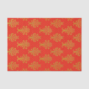 Red And Gold Floral Pattern Tissue Paper