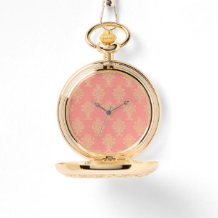 Red And Gold Floral Pattern Watch