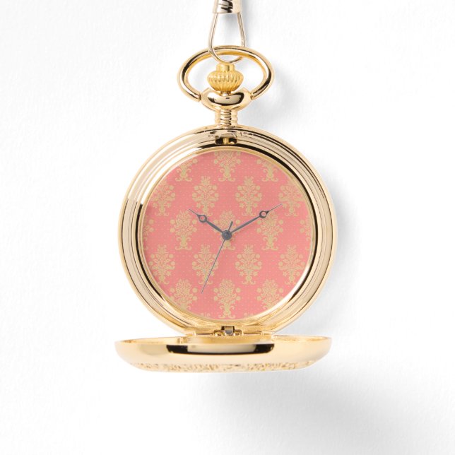 Red And Gold Floral Pattern Watch (Front)