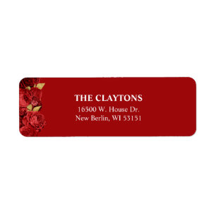 Red And Gold Floral Return Address Labels