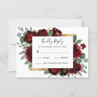 Red and Gold Floral Rustic Elegant White Wedding