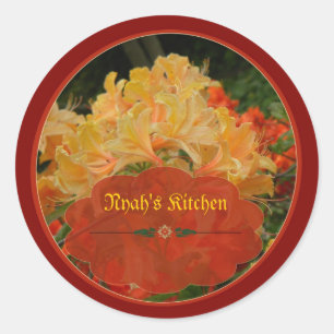 Red and Gold floral spice jar labels