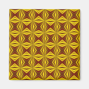 Red and Gold Foil Effect Checked Pattern Magnet
