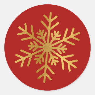 Red and Gold Foil Snowflake Luxury Holiday Sticker