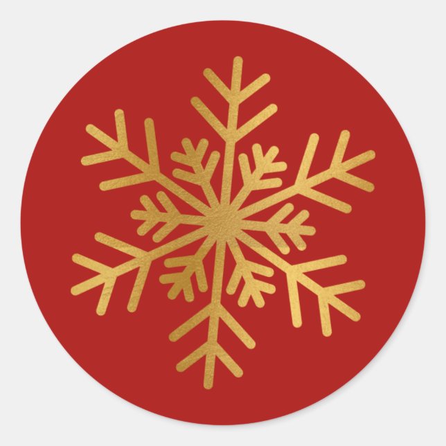 Red and Gold Foil Snowflake Luxury Holiday Sticker (Front)