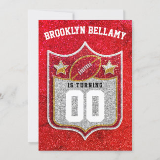 Red and Gold Football Team Colours Quarterback Invitation