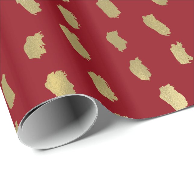 Red and Gold Glam Abstract Wrapping Paper (Roll Corner)