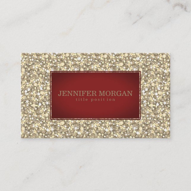 Red And Gold Glitter Business Card (Front)