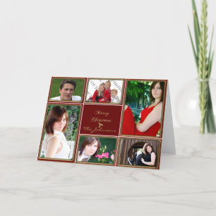 Red and Gold Glitter Frame Photo Holiday Card