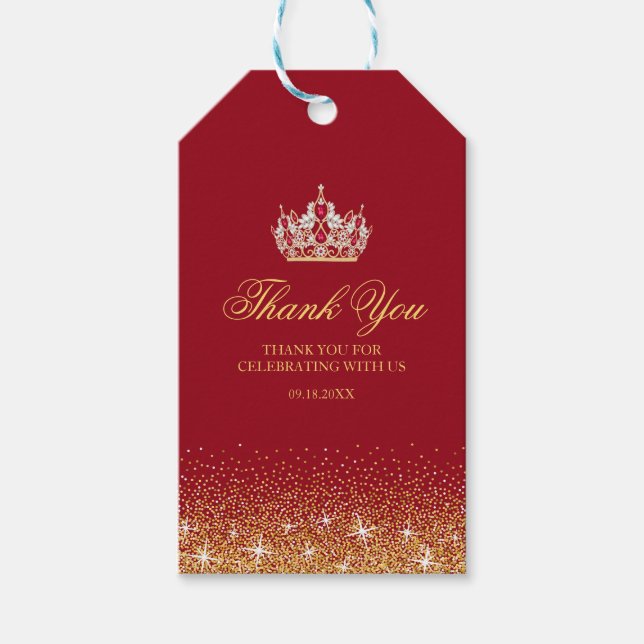 Red and Gold Glitter Gift Tags (Front)