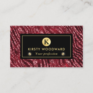 Red and Gold Glitter Glam Tiger Stripes Pattern Business Card