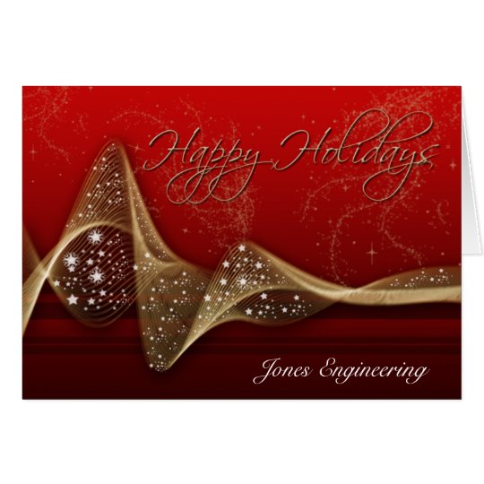 Red and Gold Glitter Ribbon Happy Holidays Card