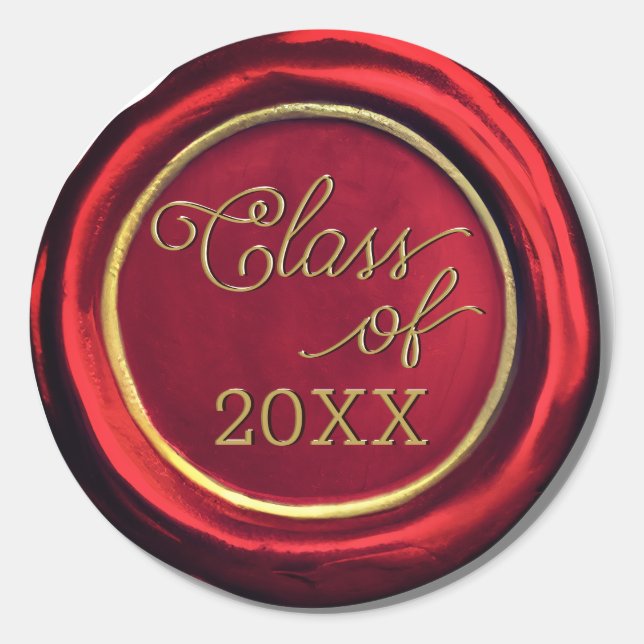    Red And Gold Graduation Class Wax Seal Stickers (Front)