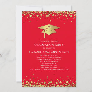Red and Gold Graduation Invitation