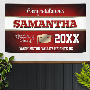 Red and Gold Graduation Party Banner