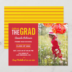 Red and Gold Graduation Party Invitation