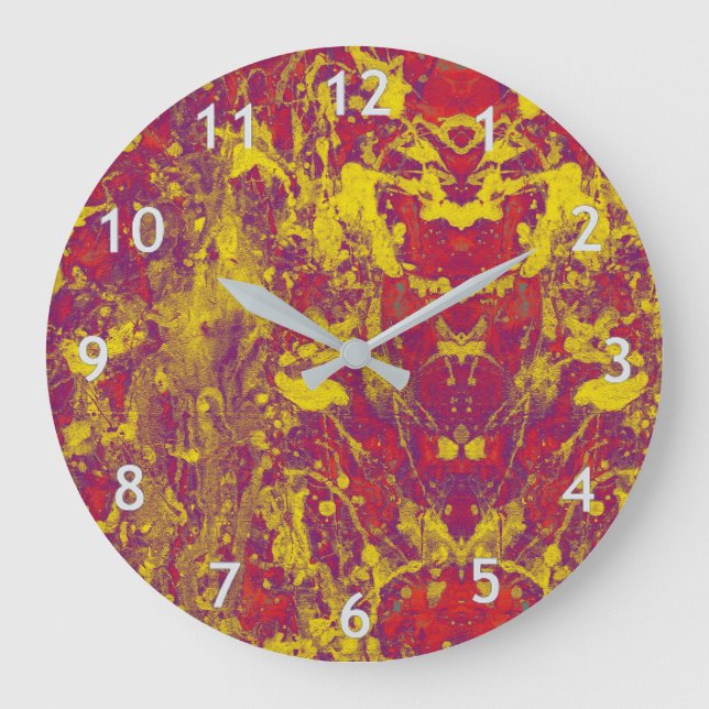 Red and Gold Grunge Large Clock (Front)