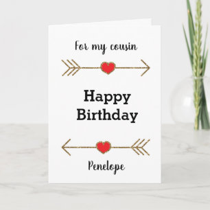 Red and Gold Happy Birthday Cousin Card
