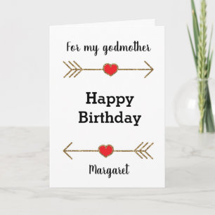 Red and Gold Happy Birthday Godmother Card