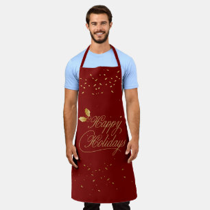 Red and Gold Happy Holidays Entertaining Apron