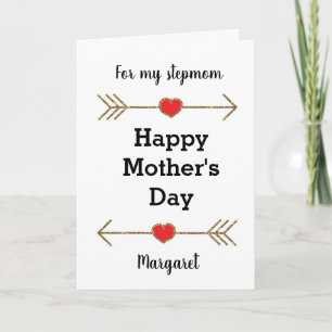 Red and Gold Happy Mother's Day Stepmom Card