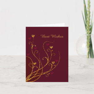 Red and Gold Hearts Wedding Greeting Card