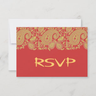 Red and gold indian damask RSVP