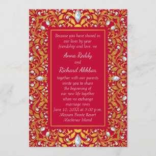 Red and Gold Indian Hindu Wedding Invitation