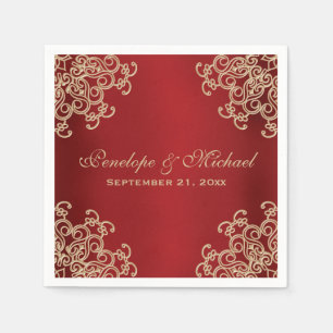 Red and Gold Indian Style Wedding Napkin