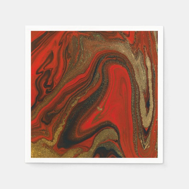 Red and gold ink Paper plate Napkin (Front)