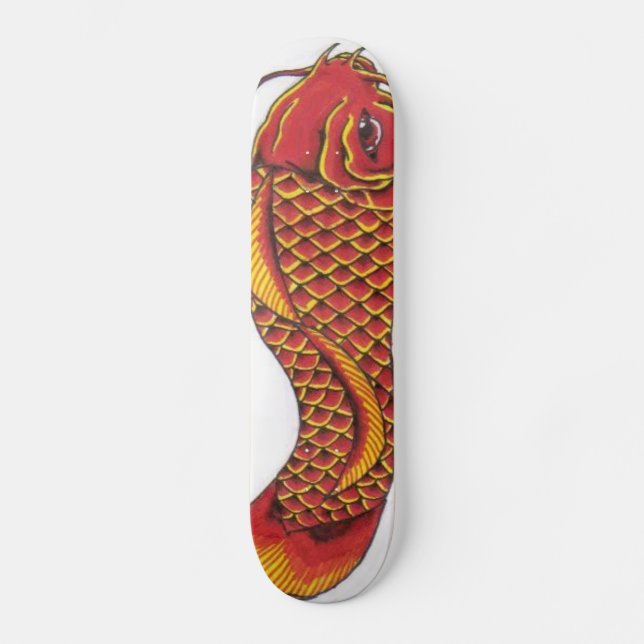 Red and Gold Koi Skateboard (Front)