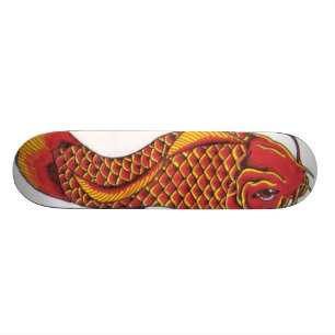 Red and Gold Koi Skateboard
