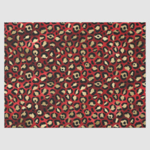 Red and Gold Leopard Print Decoupage Tissue Paper