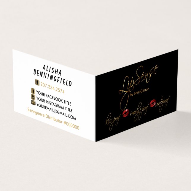 Red and Gold Lips - Lipsense Business Card (Outside)