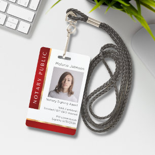 Red and Gold Loan Signing Agent Badge ID Badge