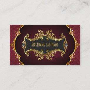 Red And Gold Look Swirls Business Card