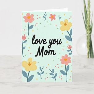 Red And Gold Love Mom Card