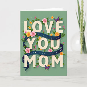 Red And Gold Love You Mom Card