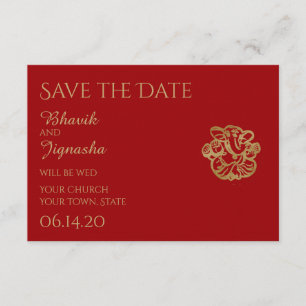 Red and Gold Mandala Indian Wedding Save the Date