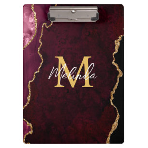 Red and Gold Marble Agate Clipboard