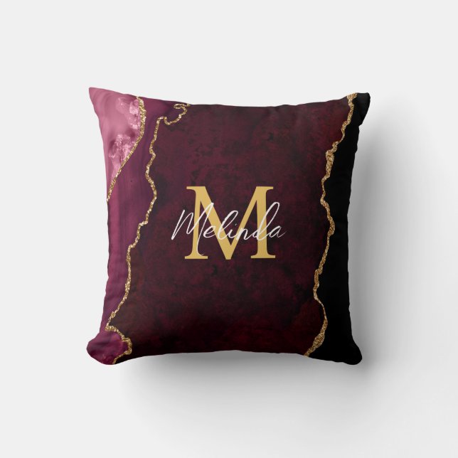 Red and Gold Marble Agate Cushion (Front)