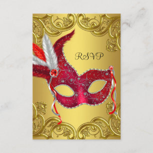 Red and Gold Masquerade Party RSVP