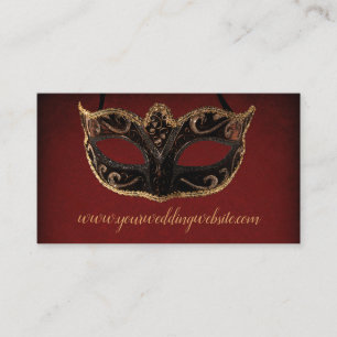 Red and Gold Masquerade Wedding Website Enclosure Card